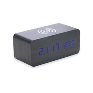 04358 – Relógio de Madeira com Carregamento por Indução